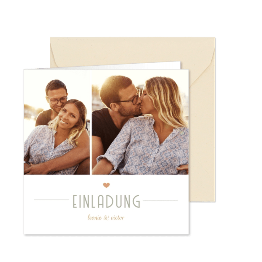 Fotocollage Hochzeitseinladung moderne Klassik - Karteneindruck