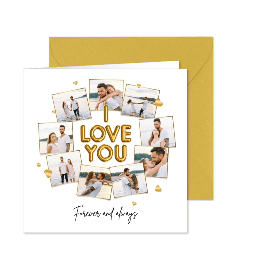 Fotocollage 'I love you forever and always' mit 9 Fotos - Kartenvorschau