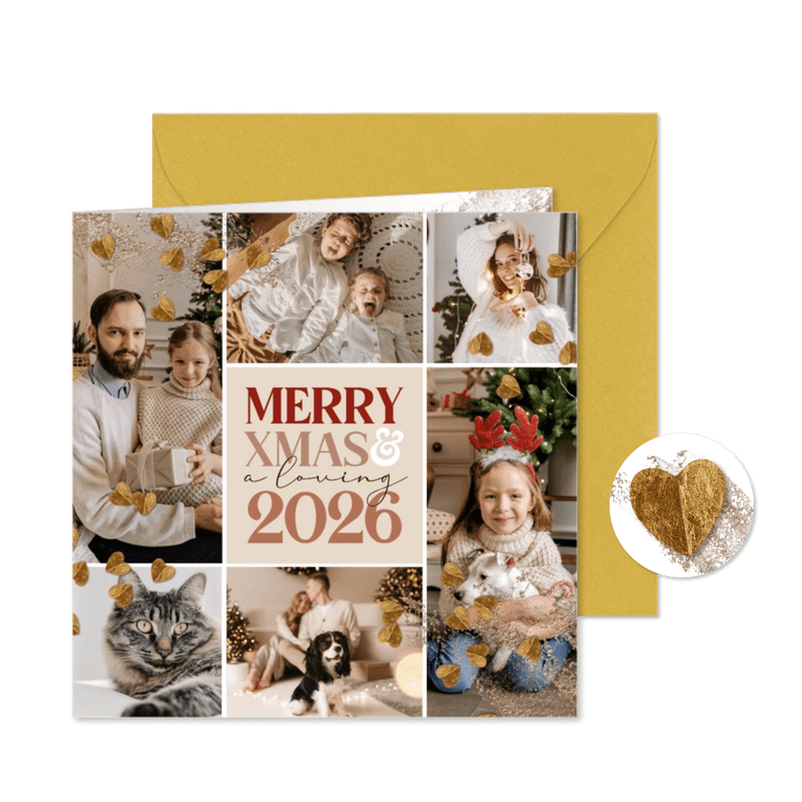 Fotocollage Karte für 6 Fotos und 'Merry XMAS' Gruß - Kartenvorschau