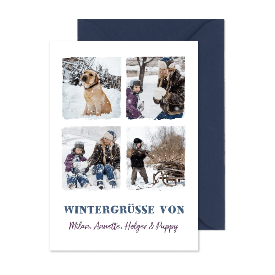 Fotocollage-Karte mit vier Fotos - Karteneindruck
