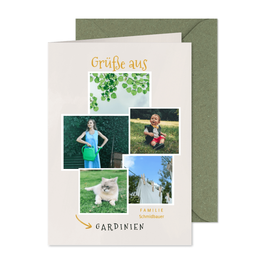 Fotocollage Karte Urlaub in 'Gardinien' - Kartenvorschau
