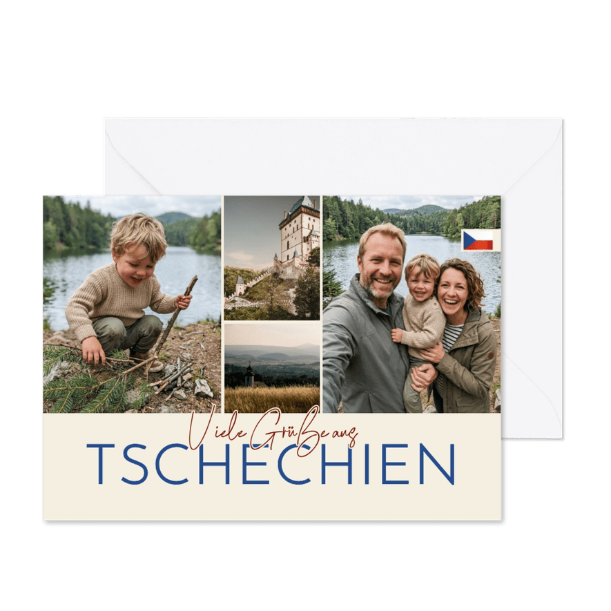 Fotocollage Karte Urlaubsgrüße Tschechien - Kartenvorschau
