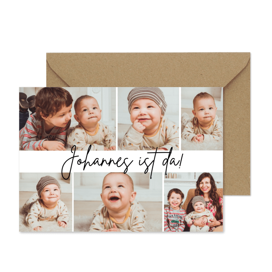 Fotocollage Karte zur Geburt - Karteneindruck