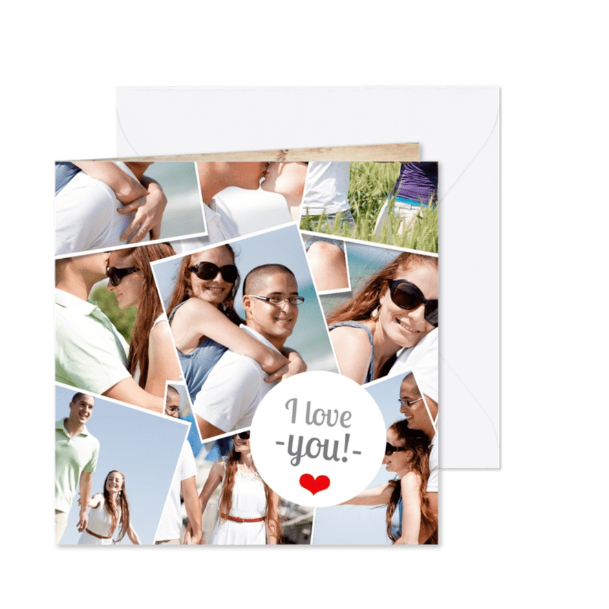 Fotocollage Liebeskarte Holzlook innen - Karteneindruck