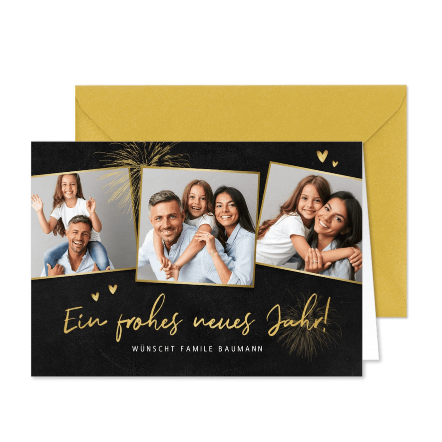 Fotocollage Neujahrskarte - Karteneindruck
