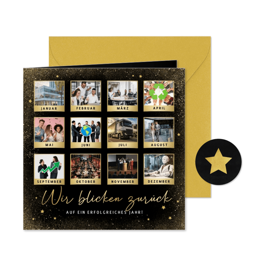 Fotocollage Rückblick Weihnachtskarte geschäftlich - Karteneindruck