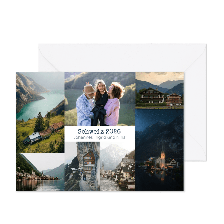 Fotocollage Urlaub in den Bergen Grußkarte - Kartenvorschau