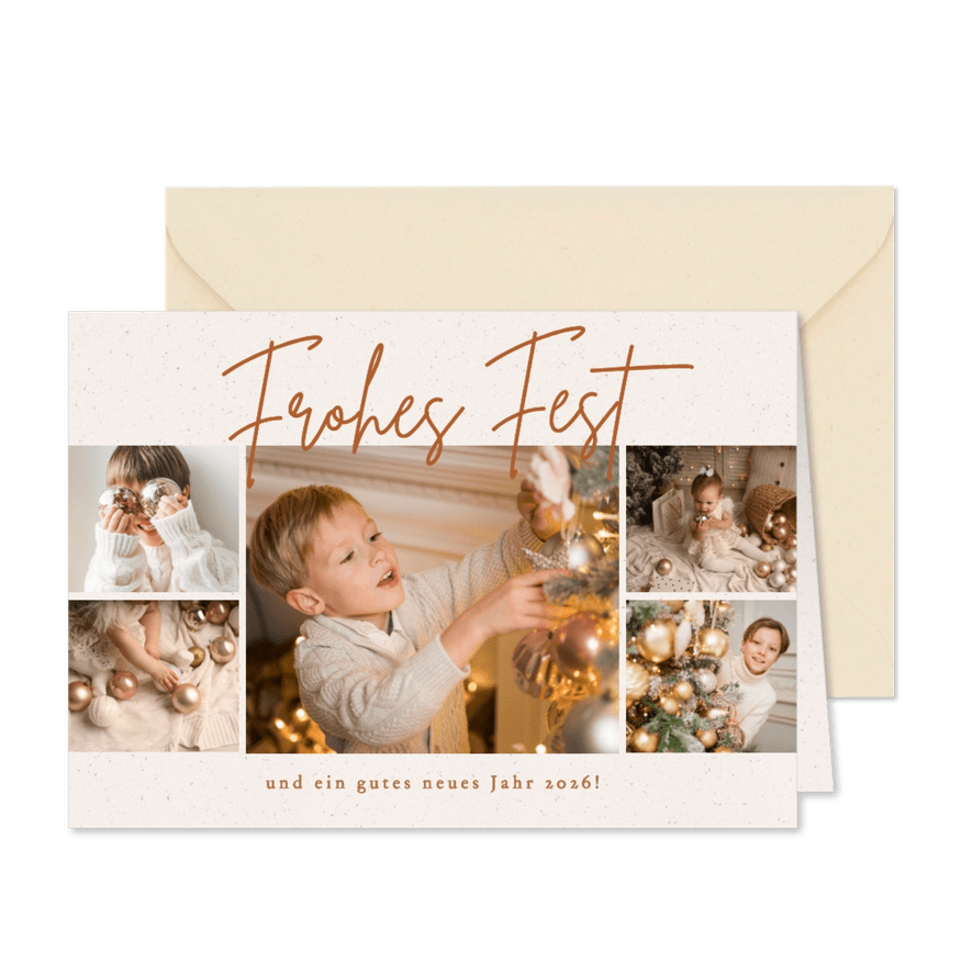 Fotocollage Weihnachtsgrüße Frohes Fest 5 Fotos - Karteneindruck