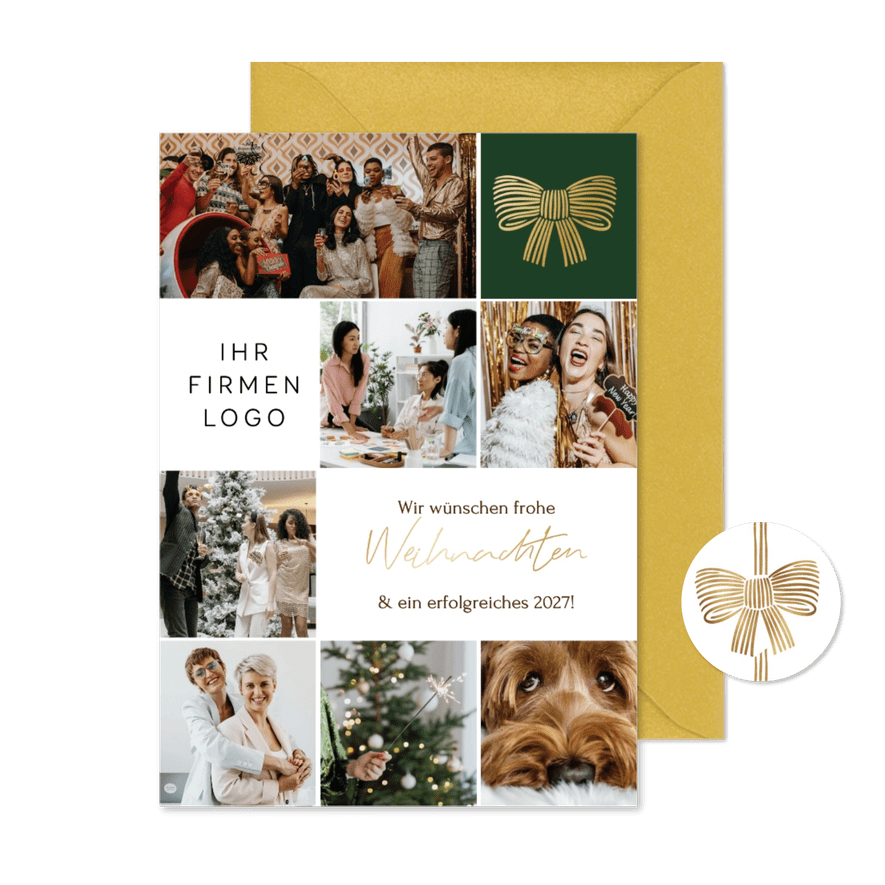 Fotocollage Weihnachtskarte geschäftlich Logo Fotoraster - Kartenvorschau
