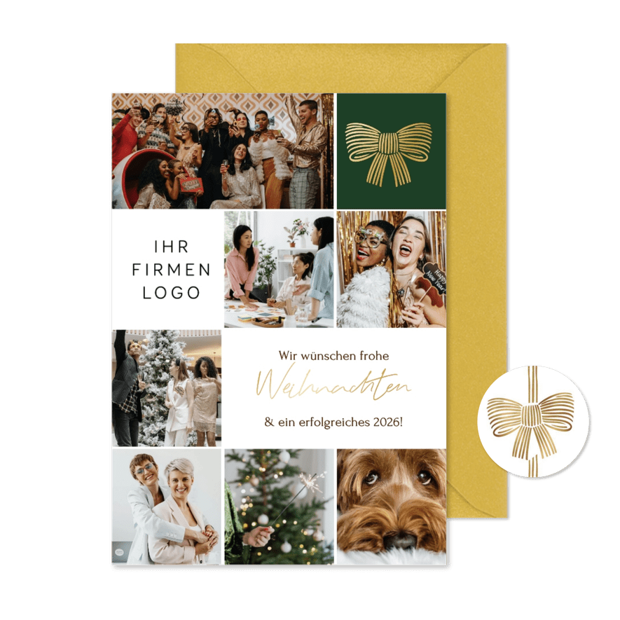Fotocollage Weihnachtskarte geschäftlich Logo Fotoraster - Karteneindruck
