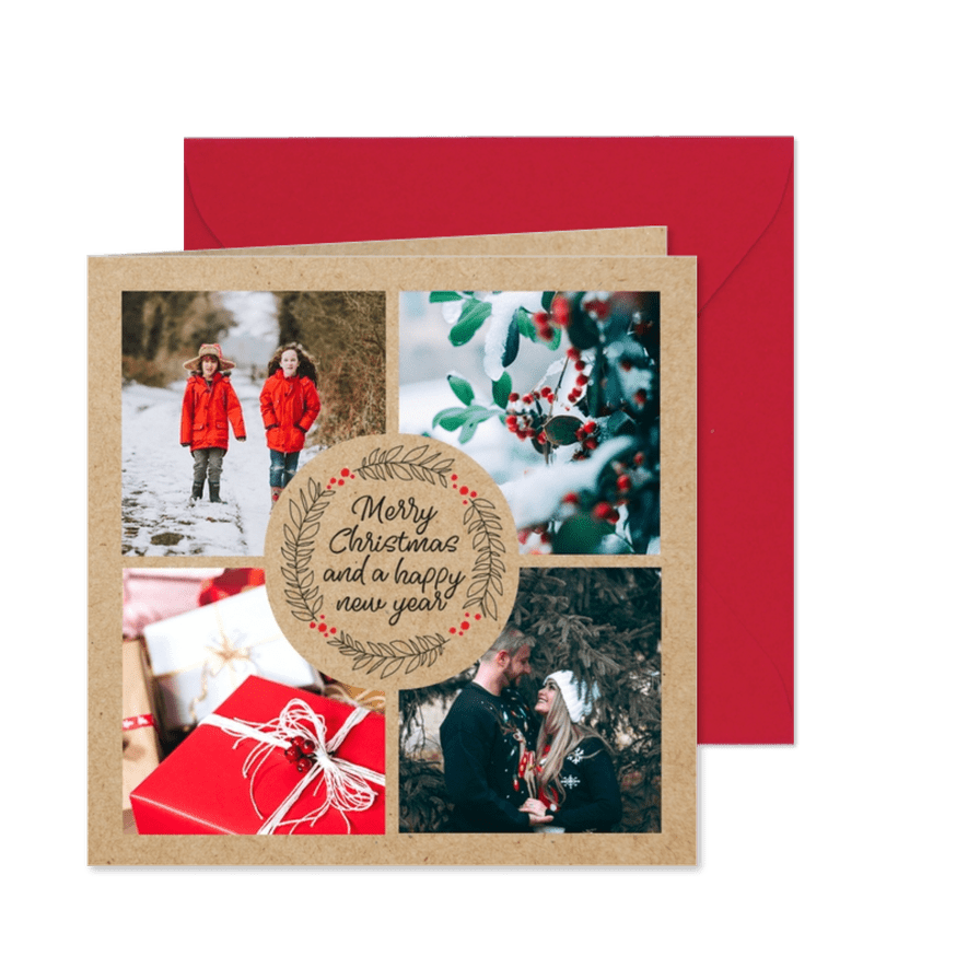 Fotocollage-Weihnachtskarte Kraftpapier - Karteneindruck