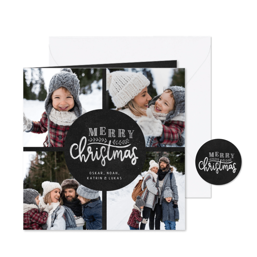 Fotocollage Weihnachtskarte 'Merry Christmas' - Karteneindruck