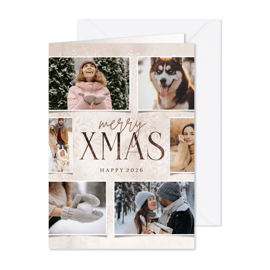 Fotocollage-Weihnachtskarte 'Merry XMAS' - Karteneindruck