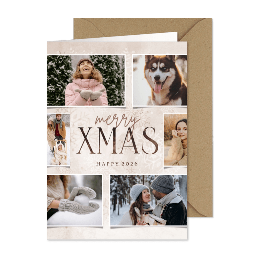 Fotocollage-Weihnachtskarte 'Merry XMAS' - Karteneindruck