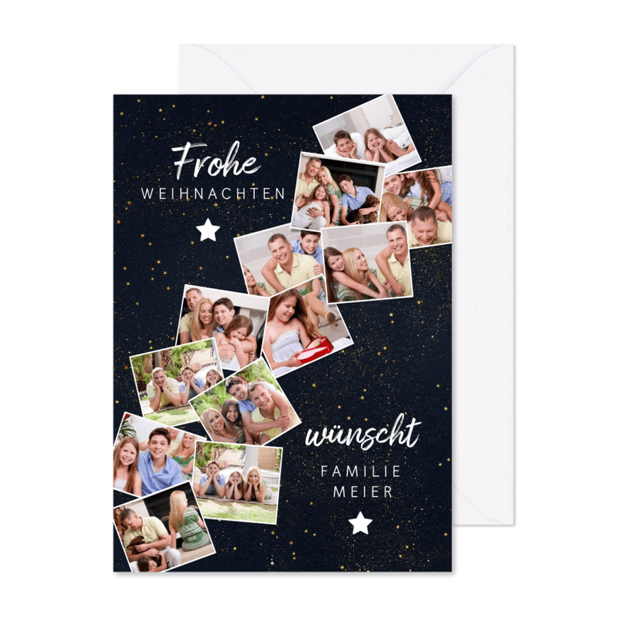 Fotocollage-Weihnachtskarte mit 12 Fotos - Karteneindruck