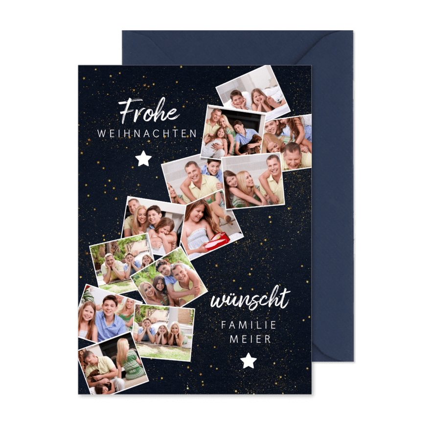 Fotocollage-Weihnachtskarte mit 12 Fotos - Karteneindruck