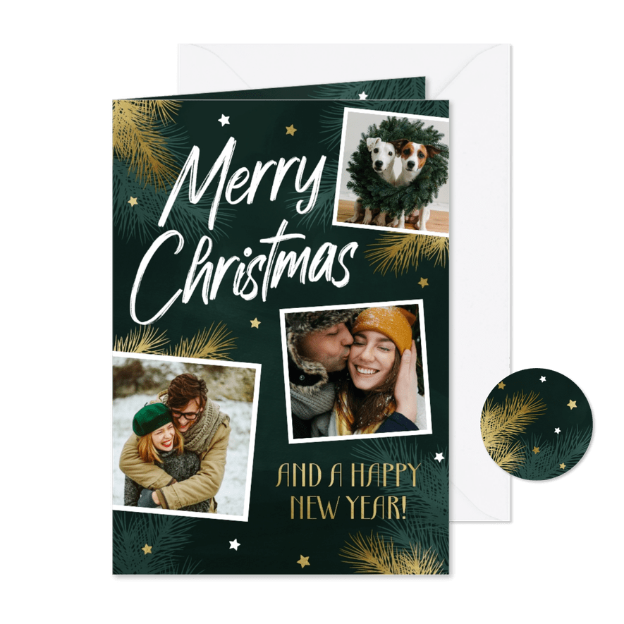 Fotocollage-Weihnachtskarte Tannenzweige - Karteneindruck