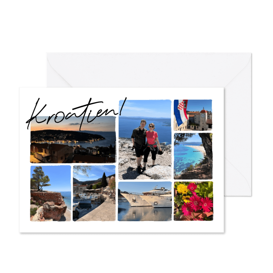 Fotocollagekarte für 8 Fotos Grüße Kroatien - Kartenvorschau
