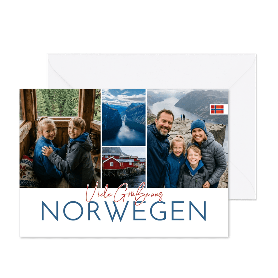Fotocollagekarte Norwegen Urlaub - Kartenvorschau
