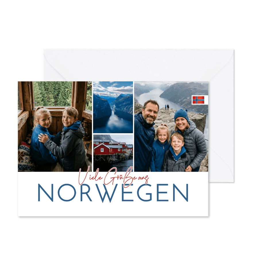 Fotocollagekarte Norwegen Urlaub - Kartenvorschau
