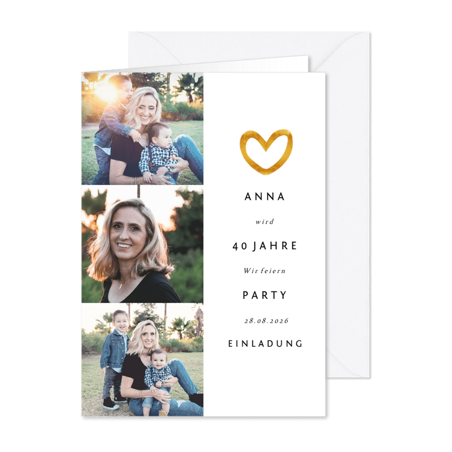 Fotoeinladung mit Goldakzenten - Karteneindruck
