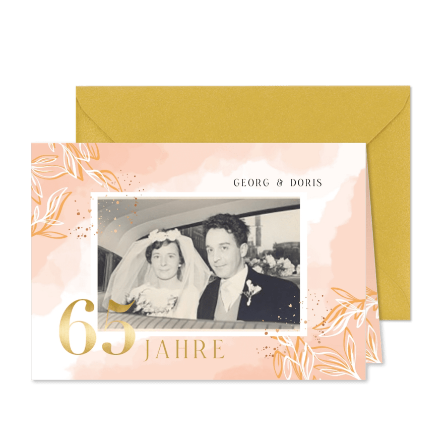 Fotoeinladung zur eisernen Hochzeit im verspielten Look - Karteneindruck