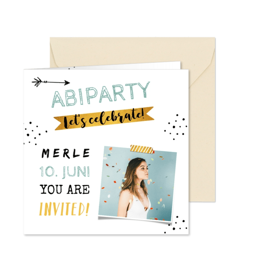 Fotoeinladung zur Party Abiparty - Karteneindruck