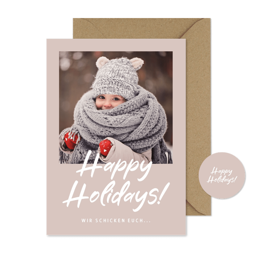 Fotogrußkarte Weihnachten 'Happy Holidays' - Karteneindruck
