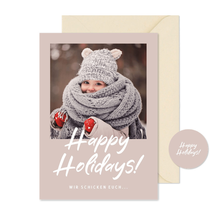 Fotogrußkarte Weihnachten 'Happy Holidays' - Karteneindruck