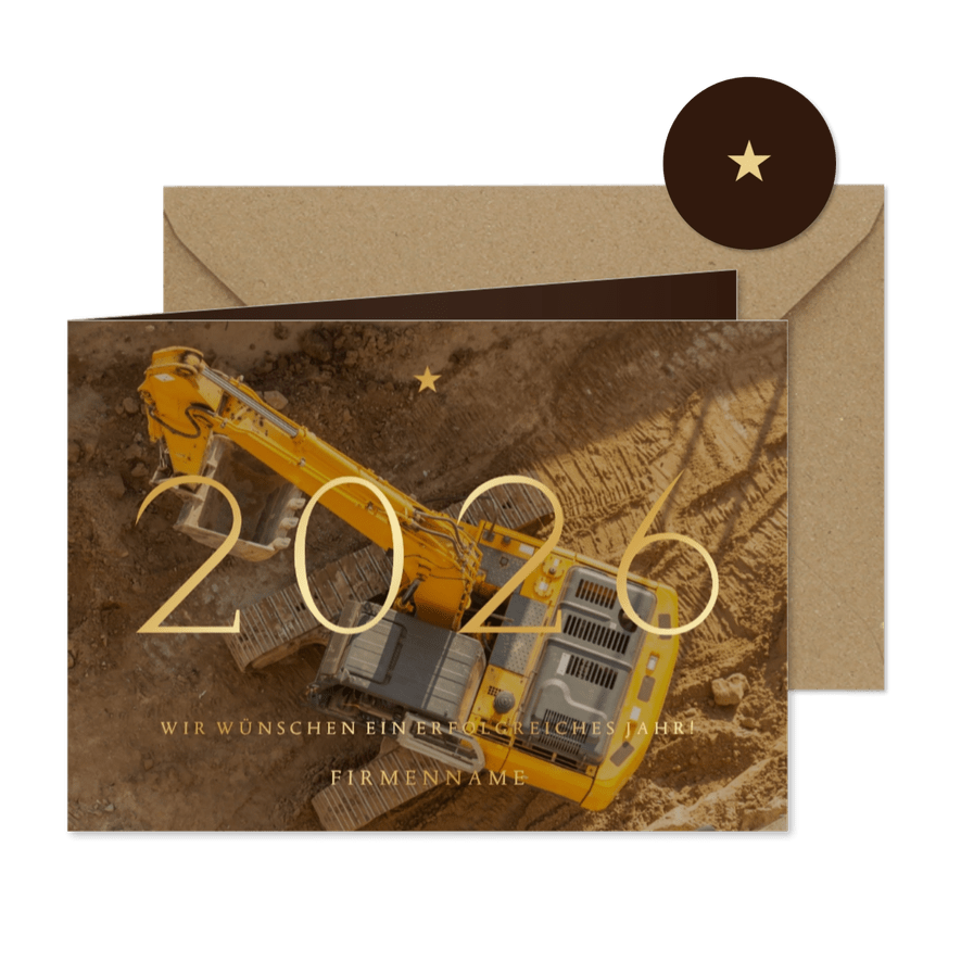 Fotokarte 2026 Weihnachtsgrüße Firma Goldschrift - Karteneindruck
