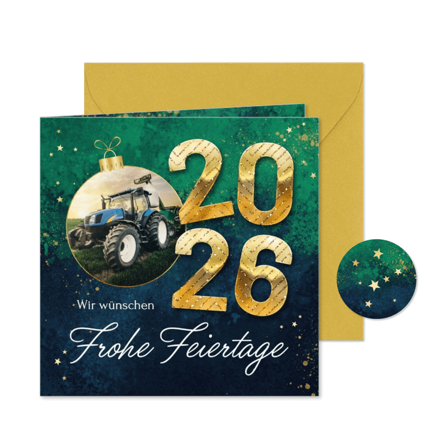 Fotokarte 2026 Weihnachtskugel geschäftlich - Karteneindruck