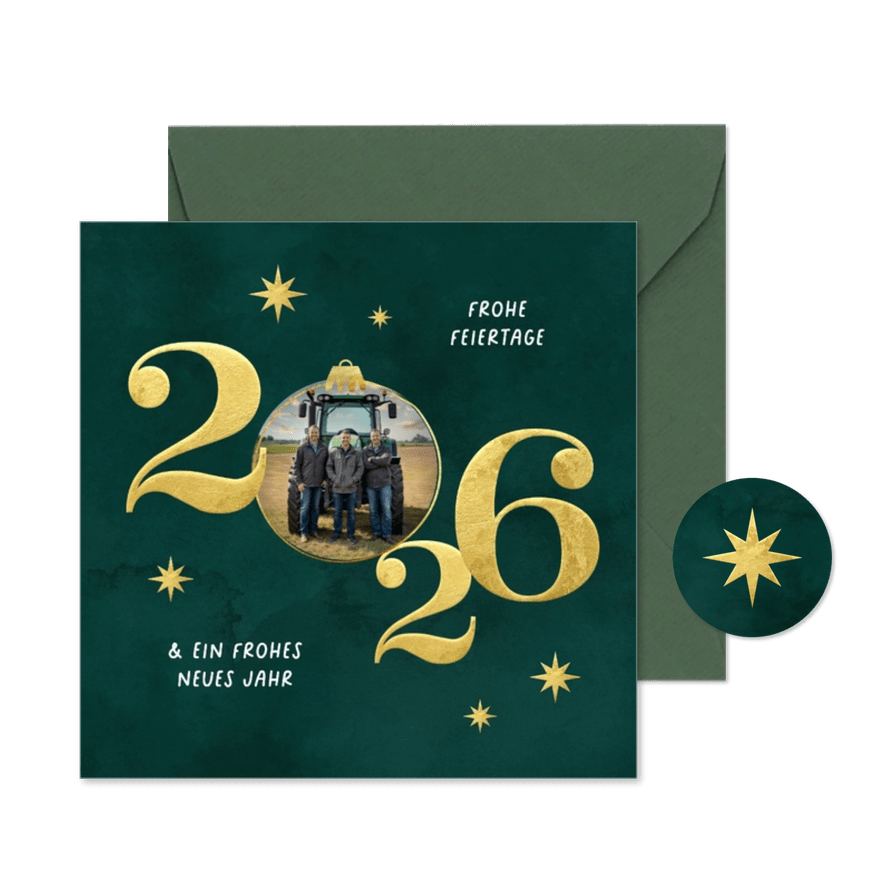 Fotokarte 2027 Weihnachten Firmenfoto grün Landwirtschaft - Kartenvorschau