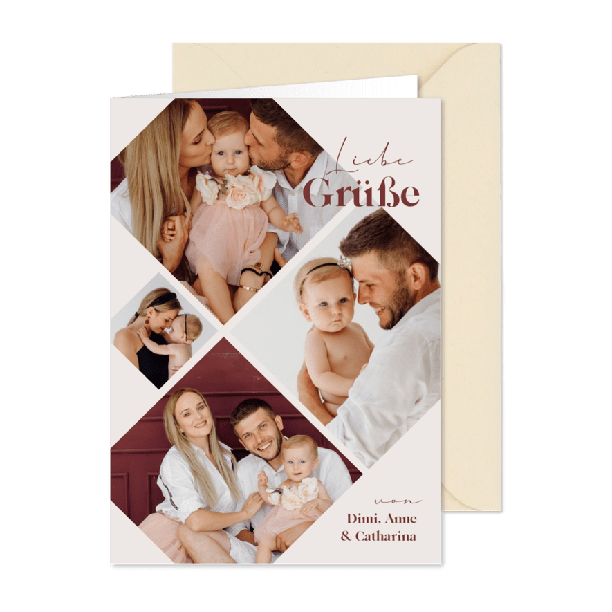 Fotokarte 4 Fotos in Rautenform - Karteneindruck
