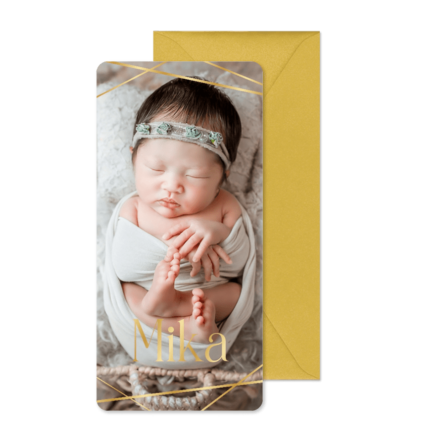 Fotokarte Adoption / Geburt Golddruck Linienspiel  - Karteneindruck
