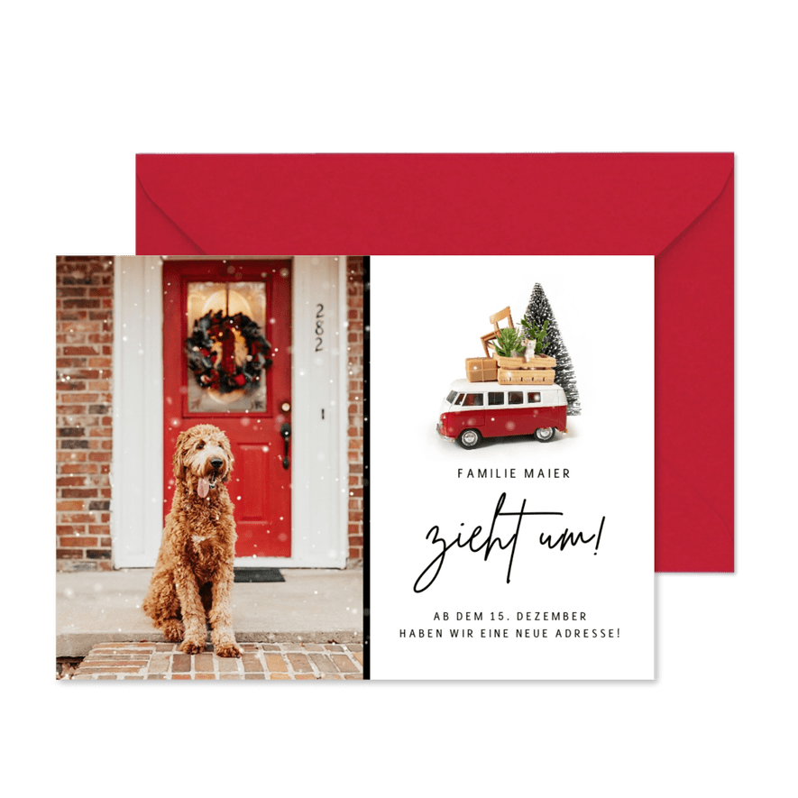 Fotokarte Adressänderung zu Weihnachten - Karteneindruck
