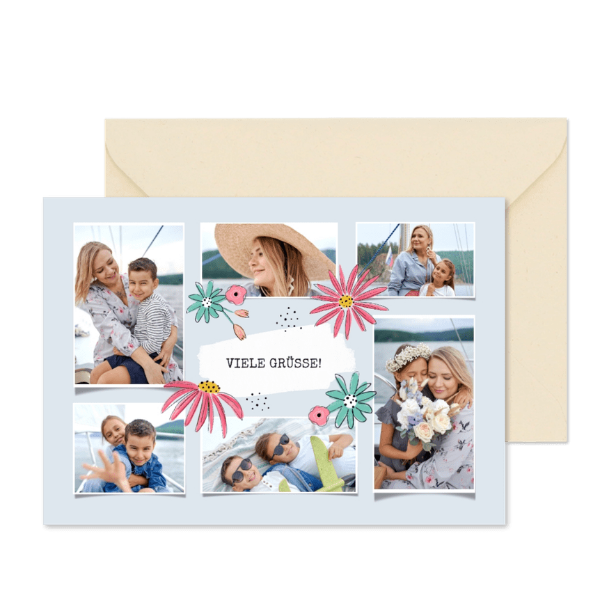 Fotokarte blumiges Design - Kartenvorschau