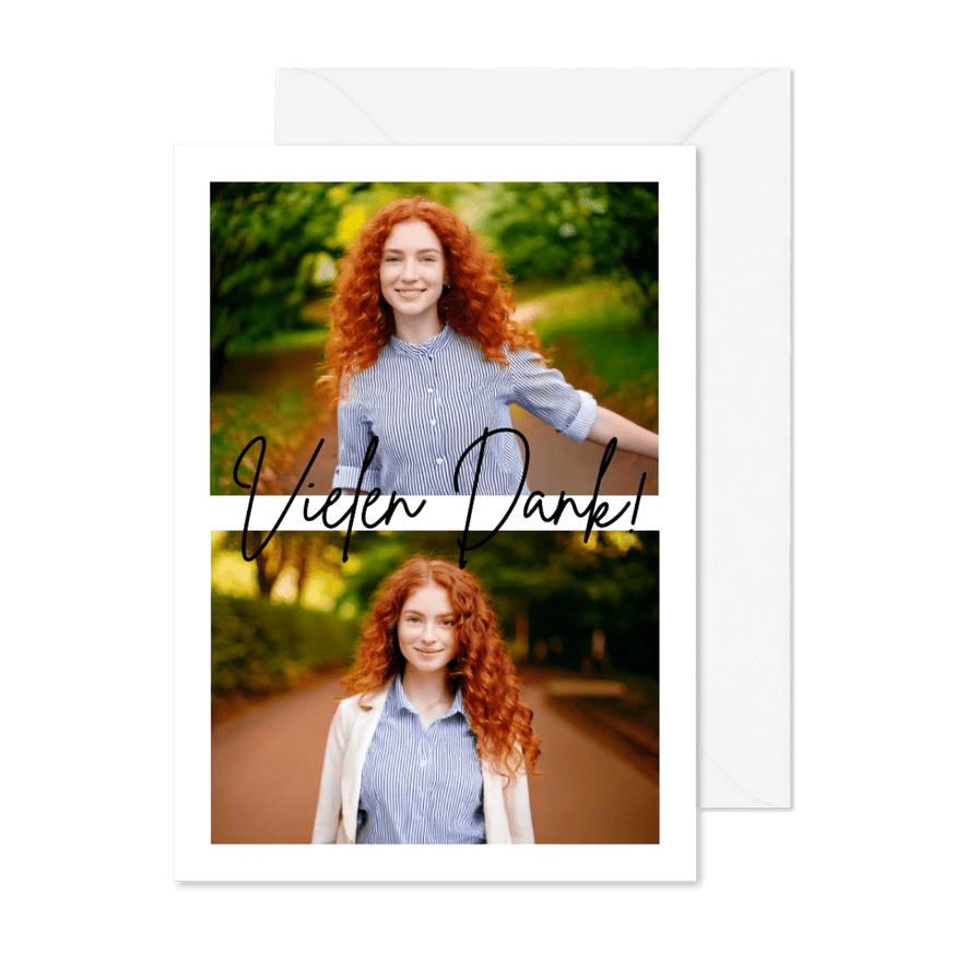 Fotokarte Collage Danke 2 Fotos einfach - Kartenvorschau
