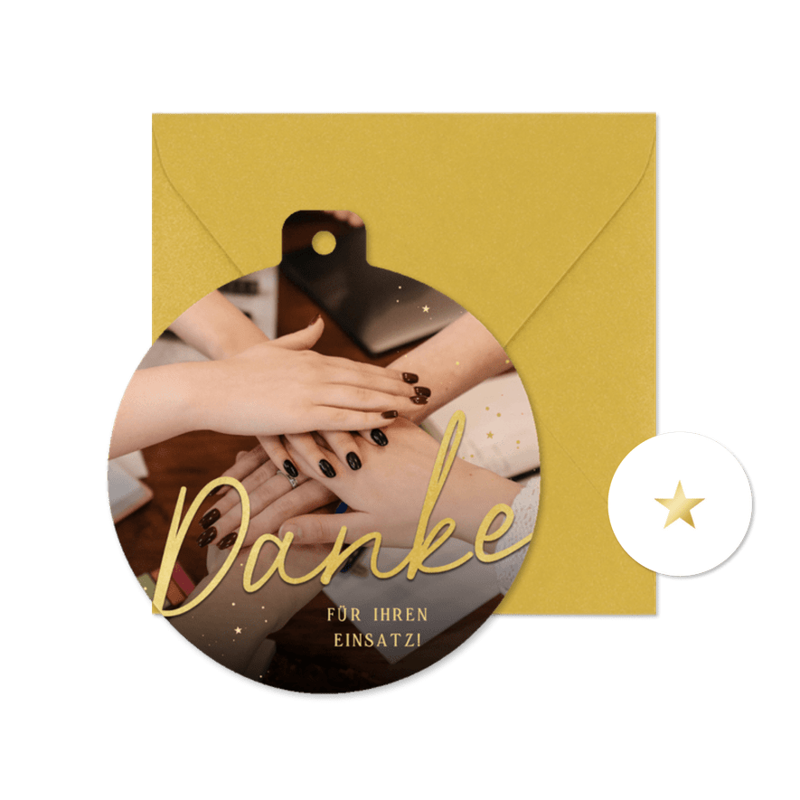 Fotokarte Danke Weihnachten Mitarbeiter Weihnachtskugel - Karteneindruck
