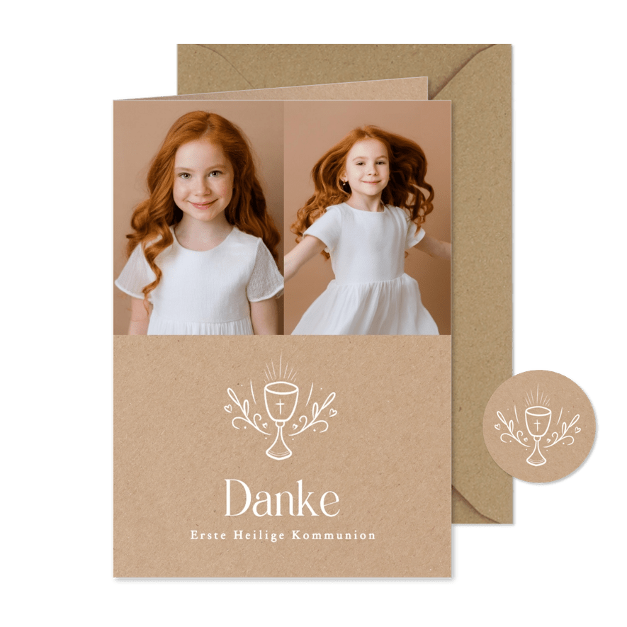 Fotokarte Danksagung Erstkommunion Kraft Lineart - Karteneindruck