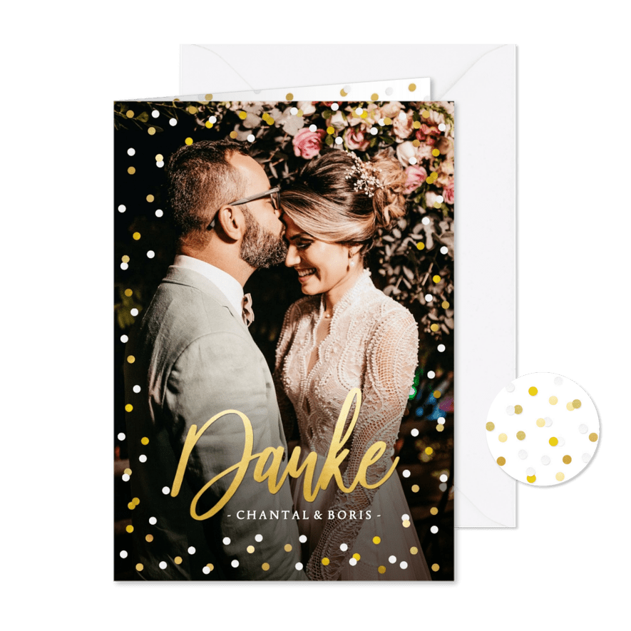 Fotokarte Danksagung Hochzeit Goldlook - Kartenvorschau