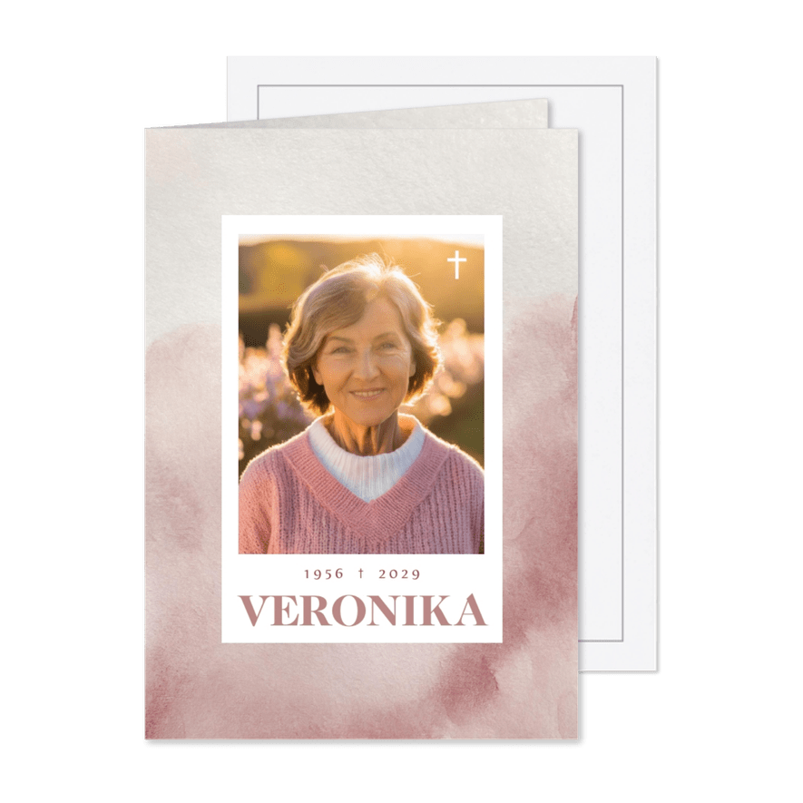 Fotokarte Danksagung Trauer rosa Aquarell - Karteneindruck