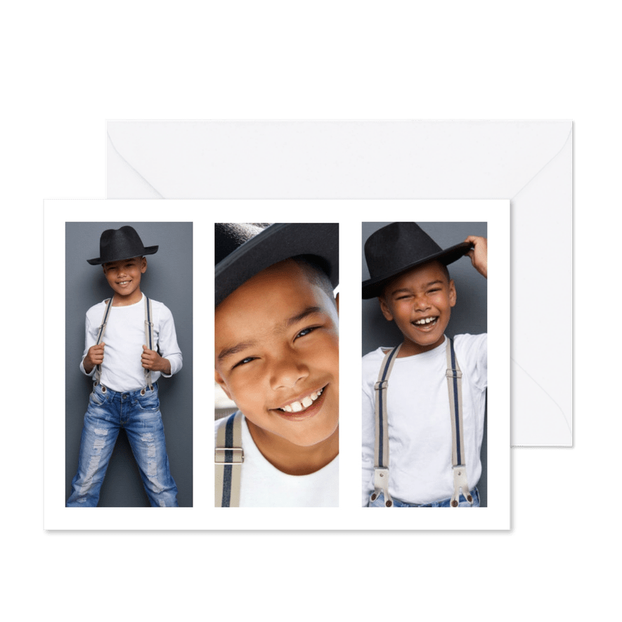 Fotokarte drei Fotos Hochformat - Karteneindruck