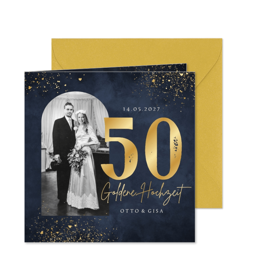 Fotokarte Einladung goldene Hochzeit 50 Jahre - Karteneindruck
