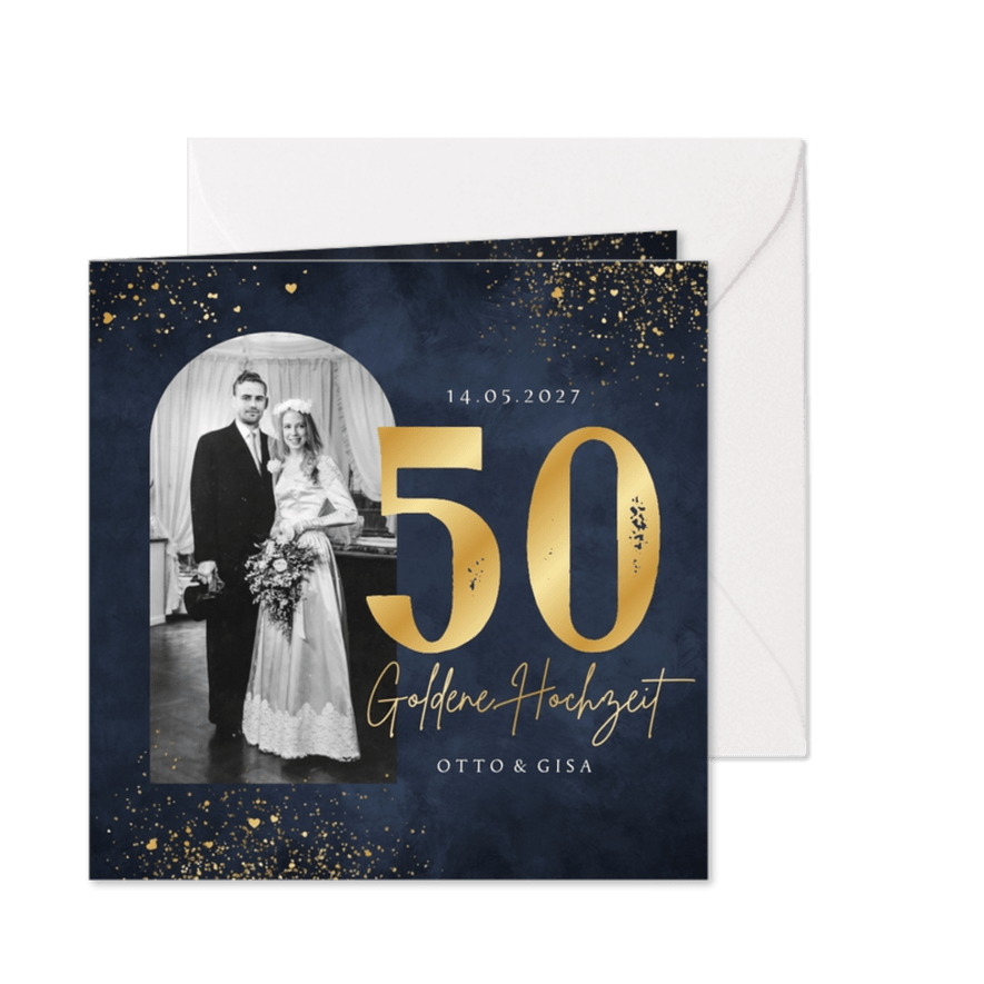 Fotokarte Einladung goldene Hochzeit 50 Jahre - Karteneindruck
