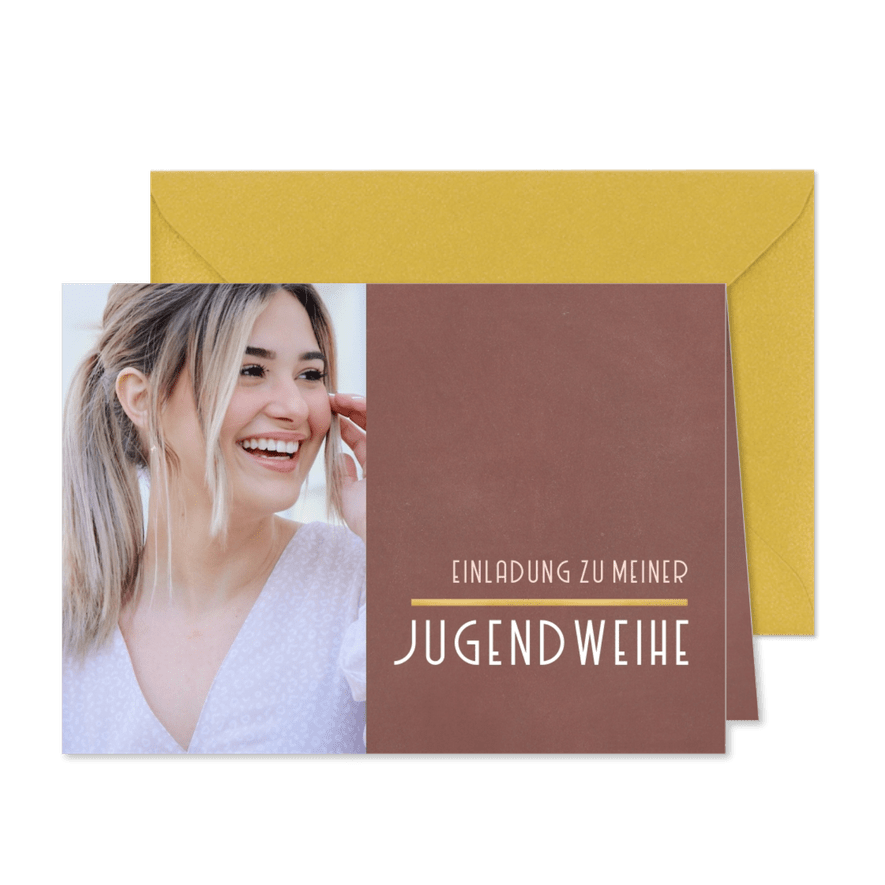 Fotokarte Einladung Jugendweihe schlicht terra - Karteneindruck
