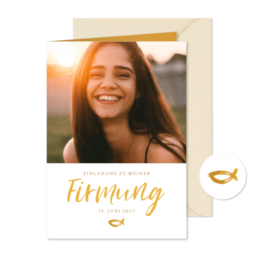 Fotokarte Einladung zur Firmung Ichthys - Karteneindruck