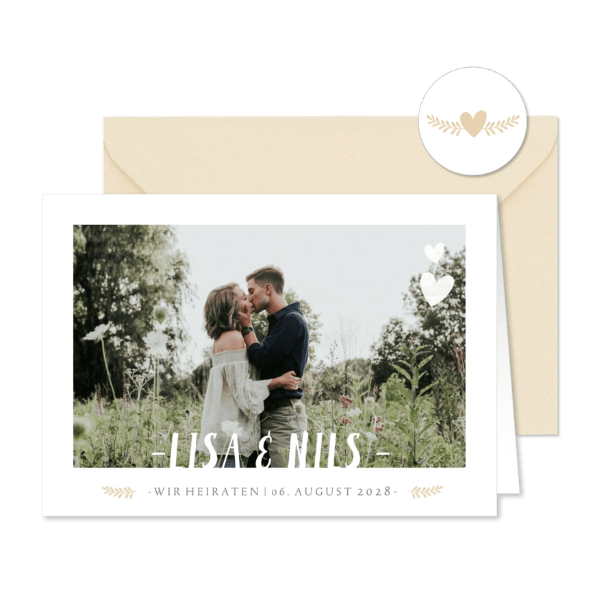 Fotokarte Einladung zur Hochzeit Timeline & Foto - Karteneindruck
