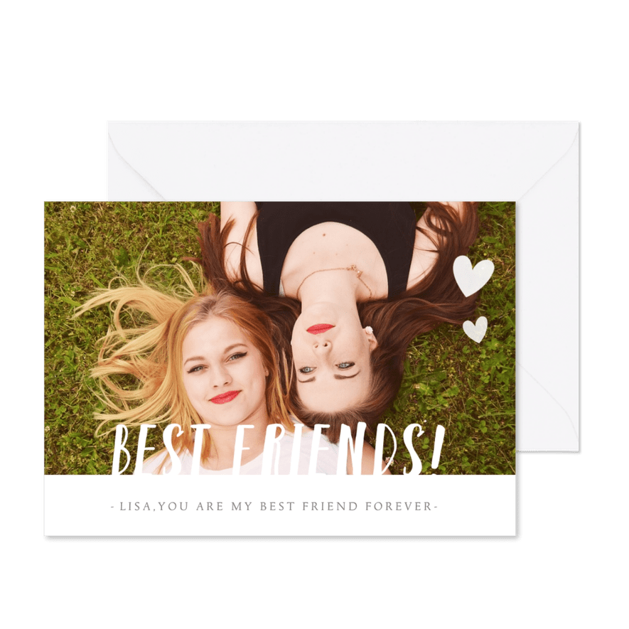 Fotokarte Freundschaft mit Herzen - Karteneindruck
