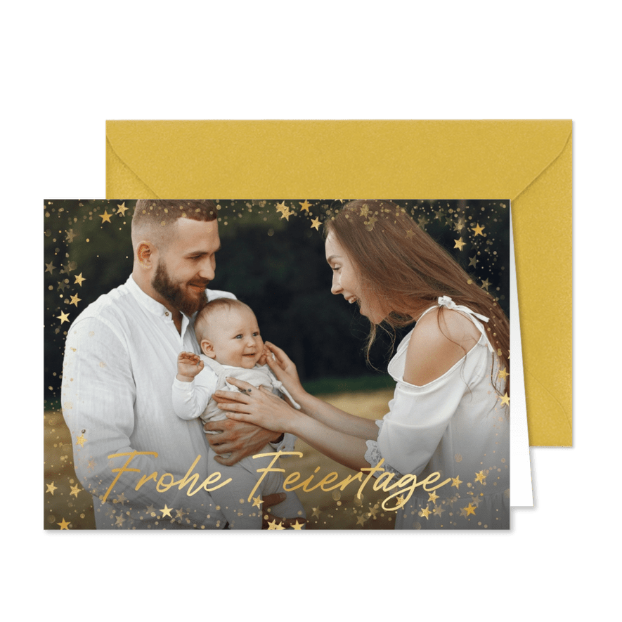 Fotokarte 'Frohe Weihnachten' mit Sternchen - Karteneindruck