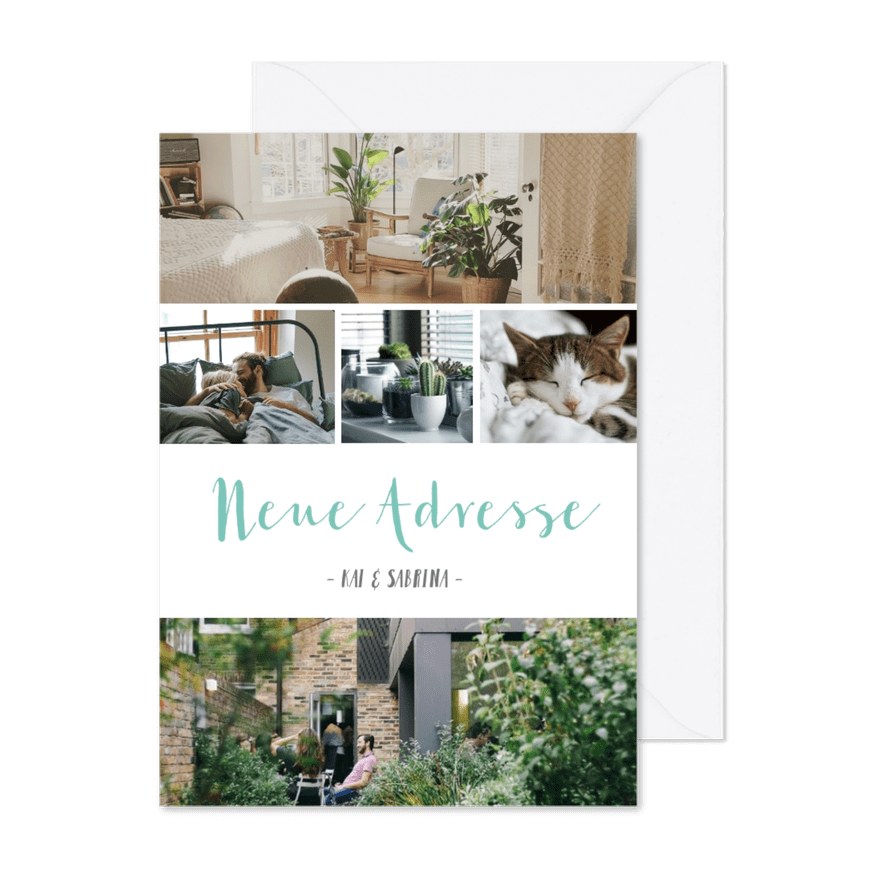 Fotokarte fünf Fotos und Text - Karteneindruck
